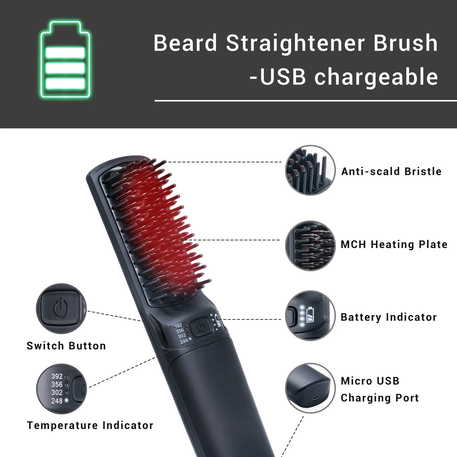 Lcd Charging Portable Straight Comb