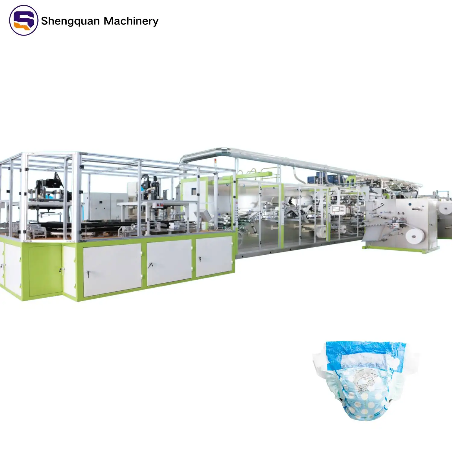 Full Servo Automatic Large Waist Baby Diaper Production Line - High Efficiency Low Energy Cost & Easy Maintenance