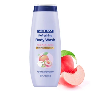 Deep Hydration Body Wash Moisturizing Shower Gel Nourishing Coconut Oil Sweet Almond Oil Peach Scent Refreshing Bubbles for Dry