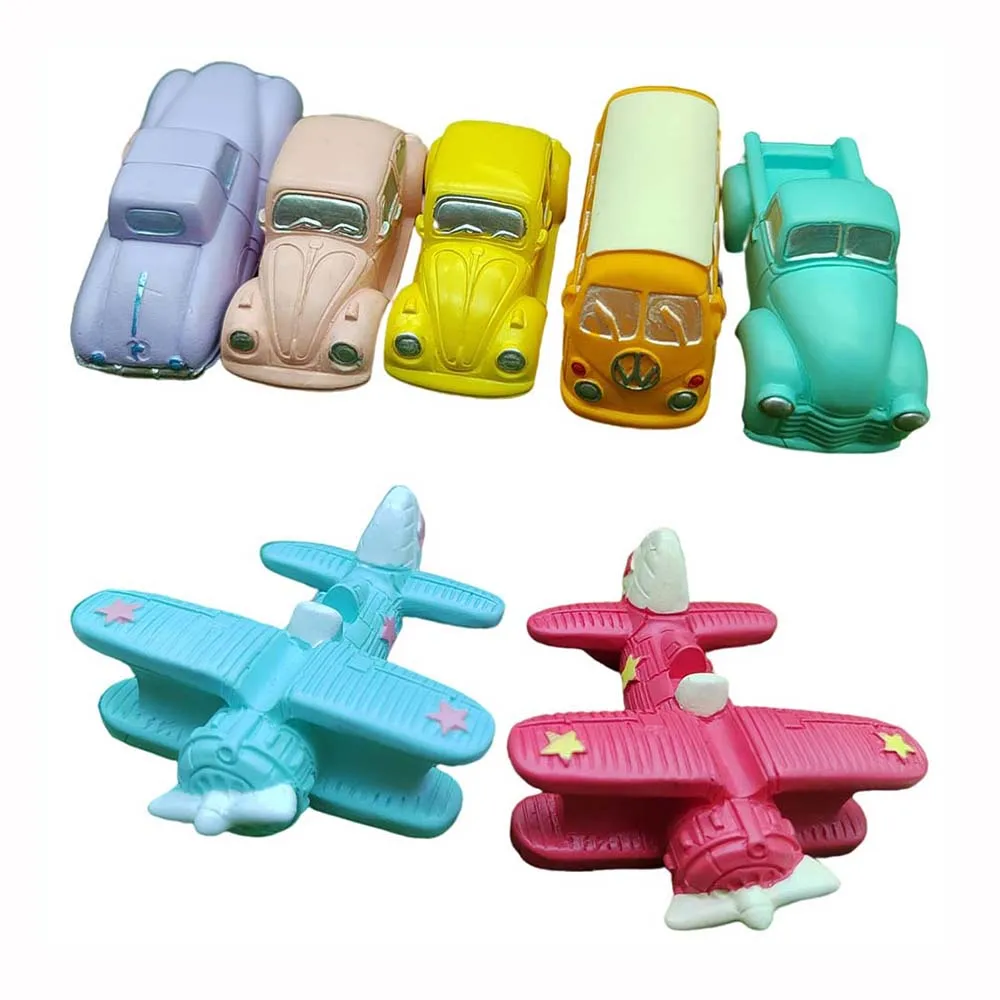 100Pcs/Lot Lovely Transportation Series Airplane Car Ornaments Miniature  Dollhouse Baby Children Play House DIY Toys Decoration