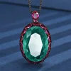 Black gold emerald pendant with Chopin chain
