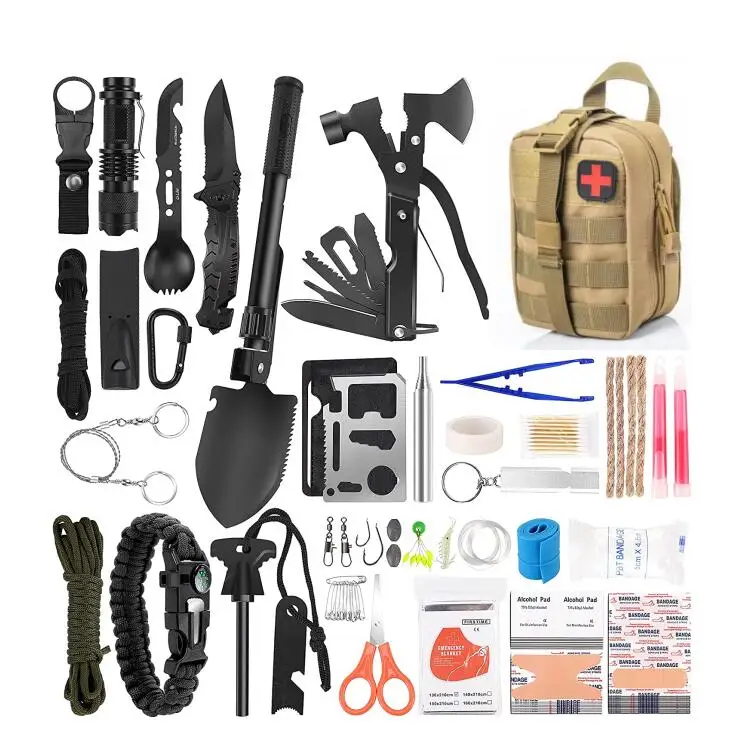 142pcs camping first aid kit emergency survival kit ,142 pieces professional survival gear equipment with MOLLE bag