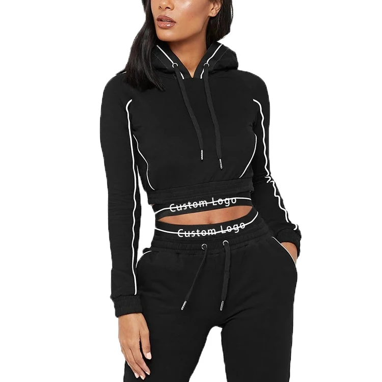 black cropped workout hoodie