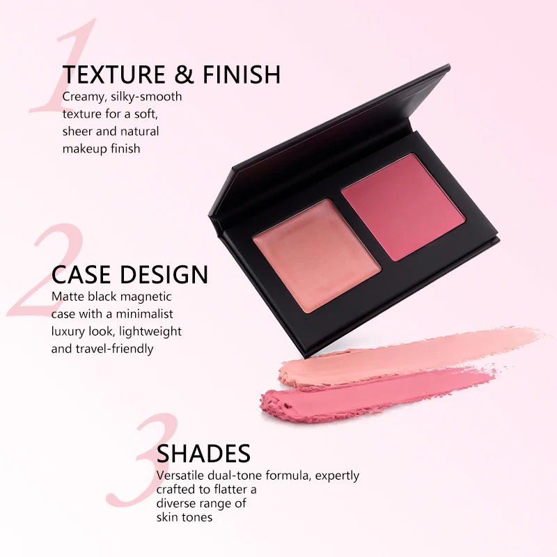 product private label rouge velvet matte 2 colors blush palette blendable 2 in 1 cream powder blush for cheek-4