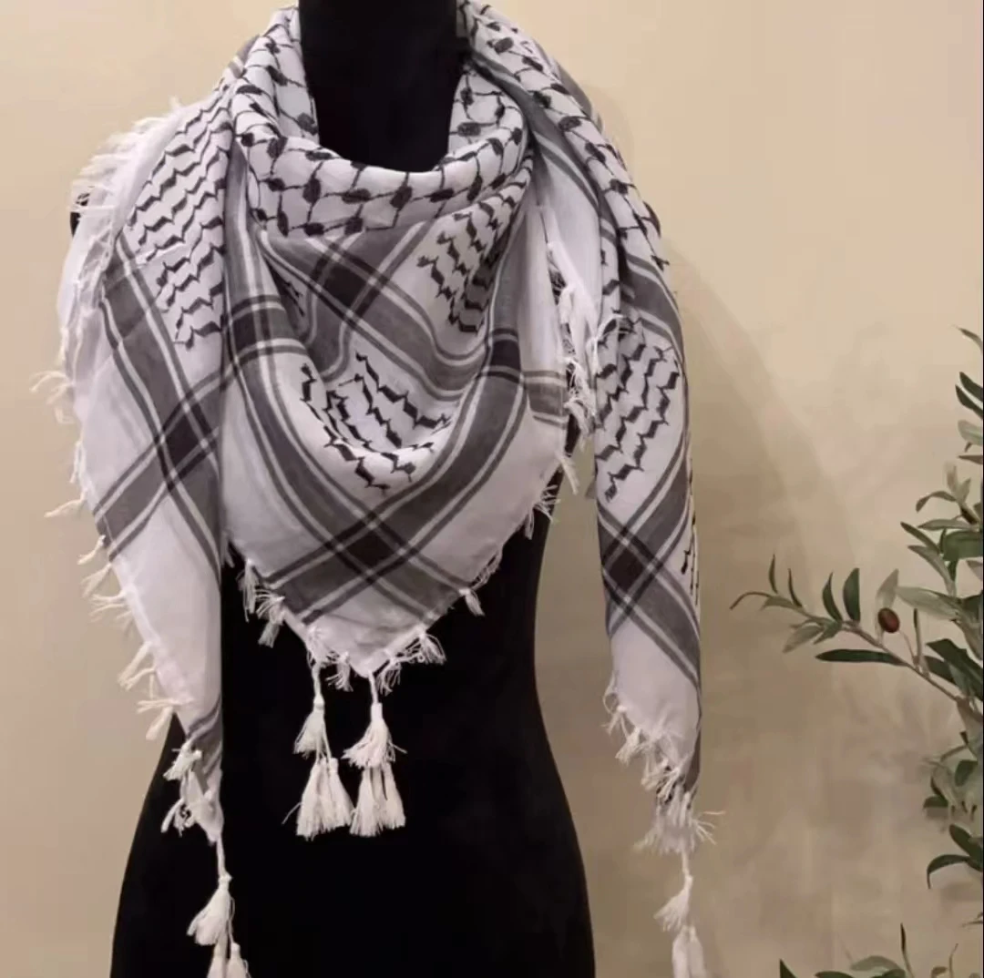 Jamgeery Kefiah Palestinese, Sciarpa Palestinese Unisex Shemagh Arabo Traspirante Involucro Arabo Per Uomo Donna, 136x133cm