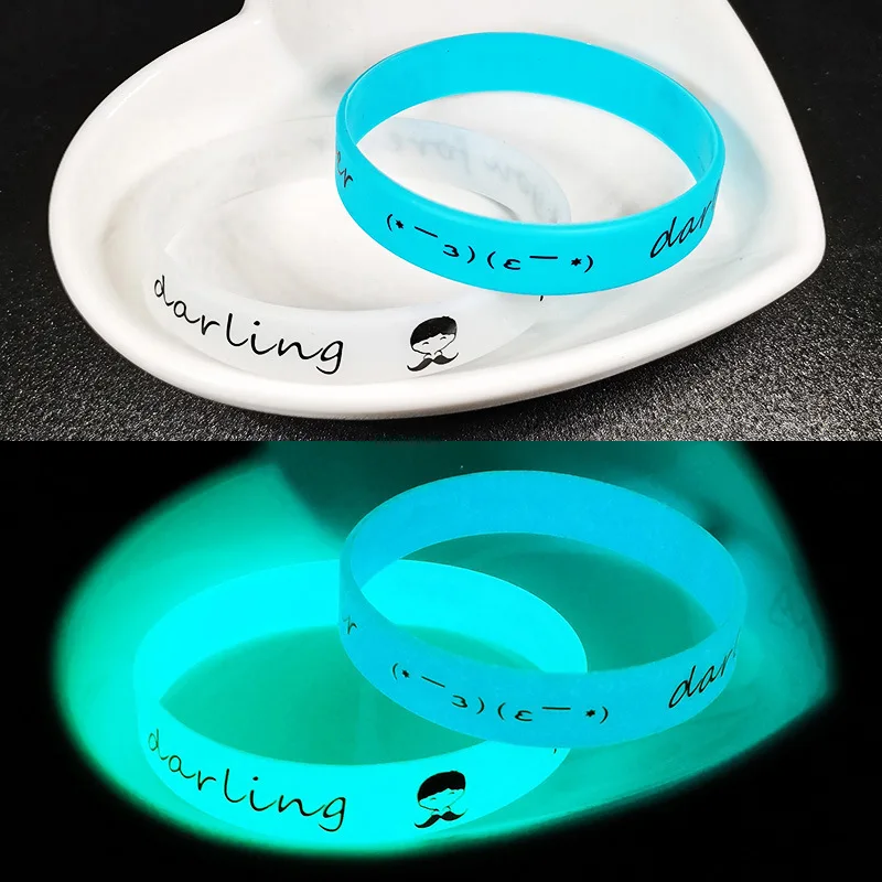 Custom Logo Color Size Glow In Dark Silicone Glowing Bracelet Custom