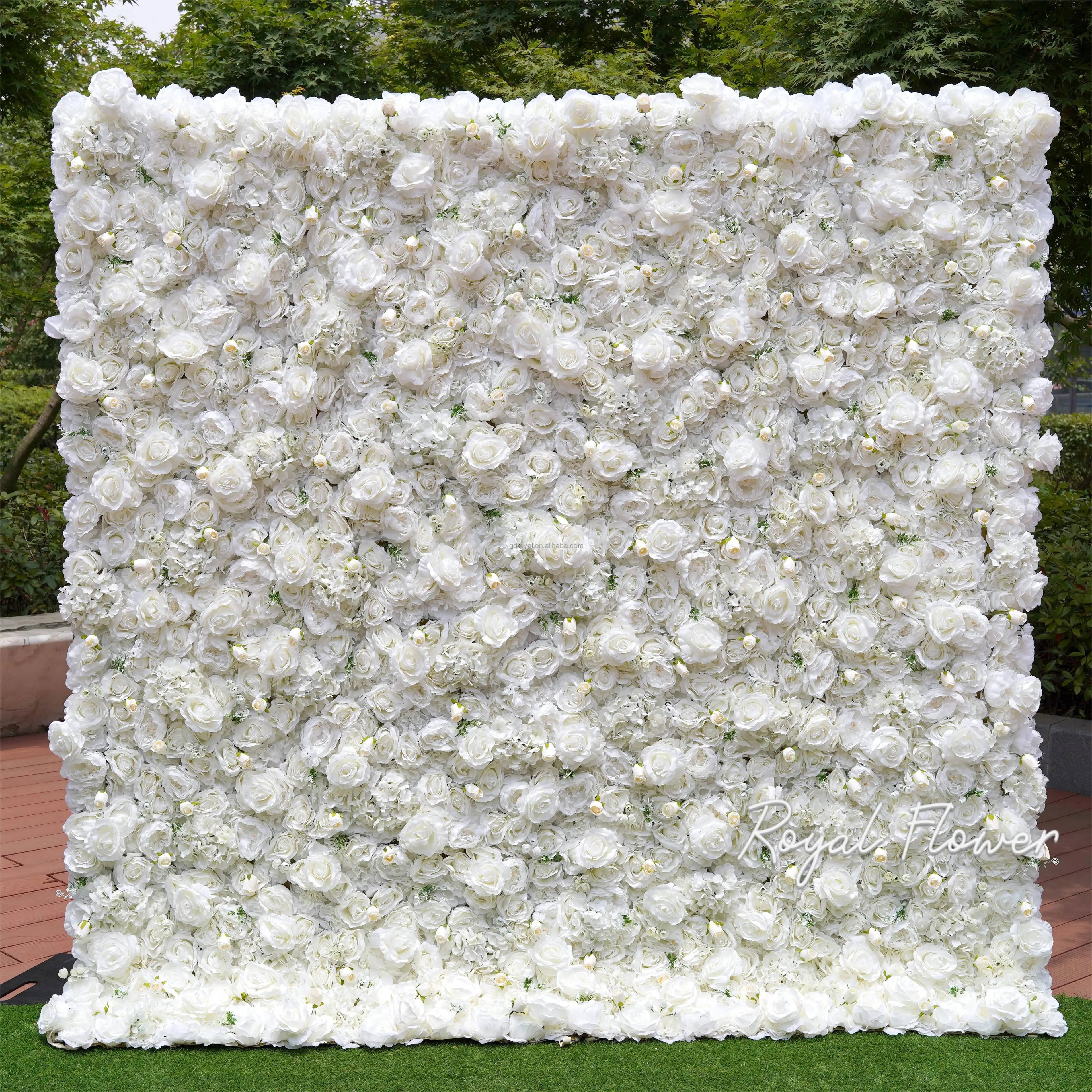 Custom Flowerwall 5d 3d White Roll Up Cloth Flower Wall Wedding Decor