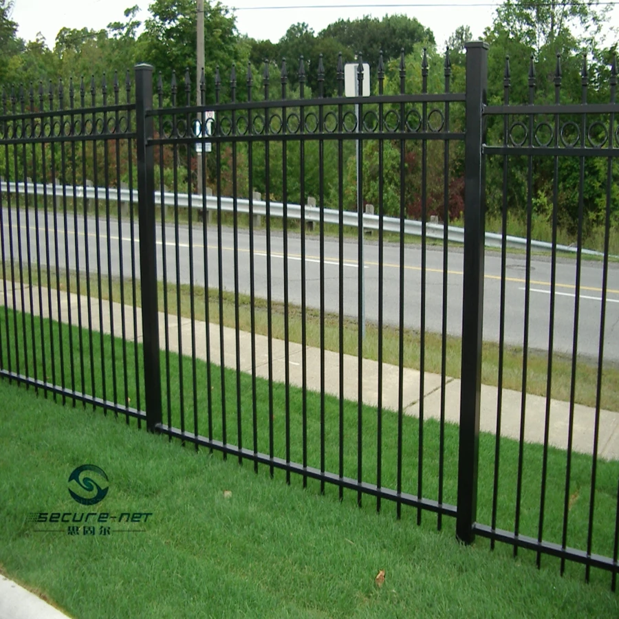 Cheap Commercial Welded Wrought Iron Gate Grill Fencing with Spear Ring Top for Garden Outdoor Trellis & Fence