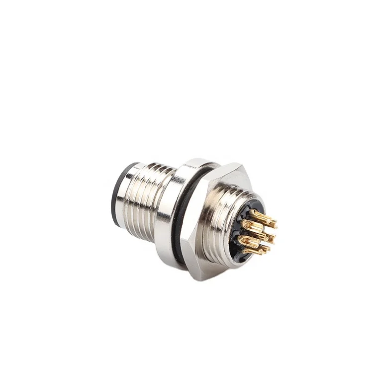 M12 Flange Socket 3/4/5/6/8 Pin Panel Mounting Connectors