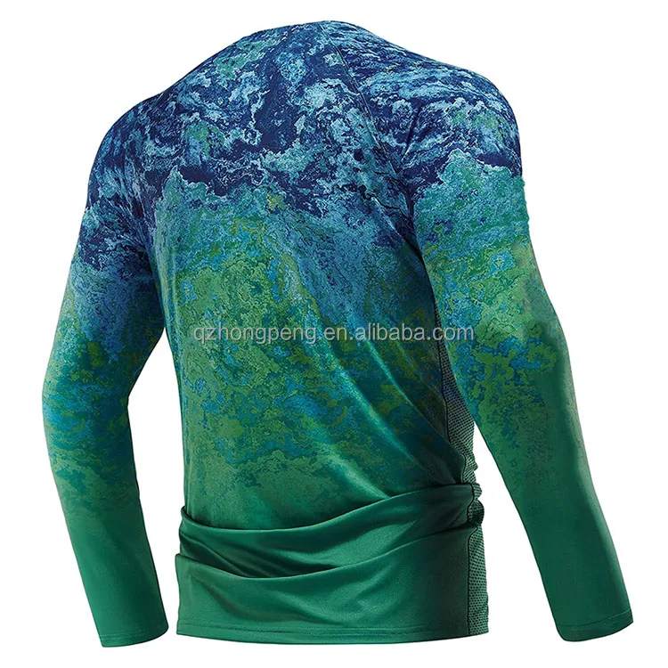 Custom UPF50+ Sun Protection Moisture Wicking Polyester Spandex Fish Clothing Men's Long Sleeve Mesh Vented Uv Fishing Shirt