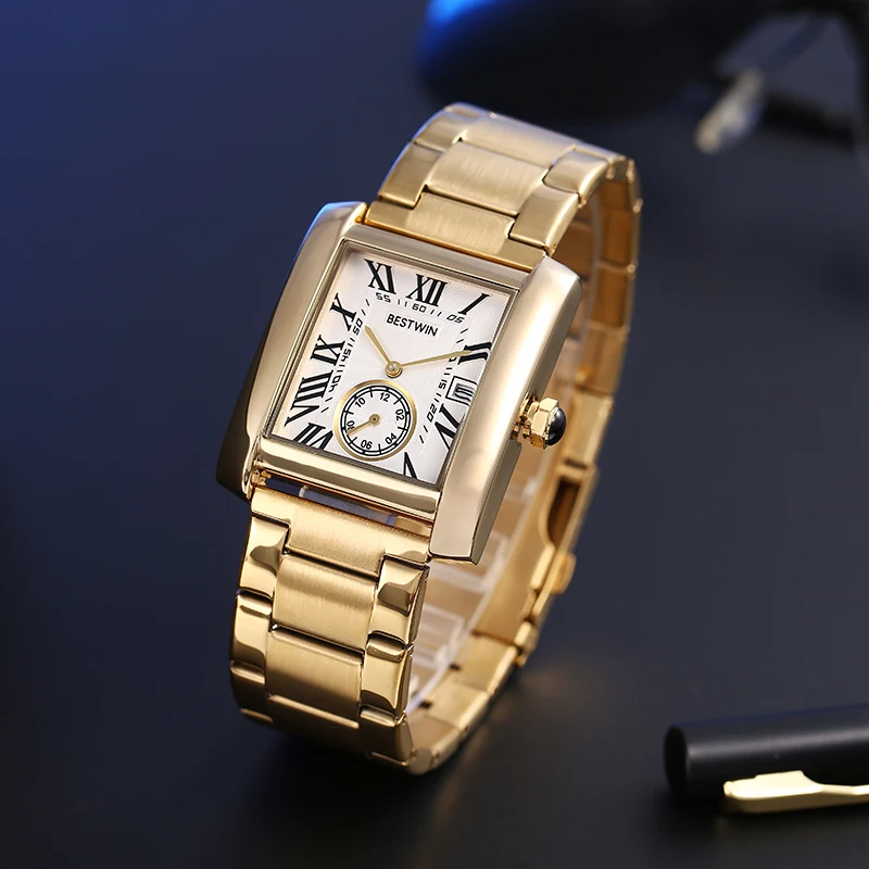 JewelryWe Orologio Analogico Da Uomo E Donna Con Calendario, Numeri Romani E Zirconi - Impermeabile 30m, Regalo Con Borsa