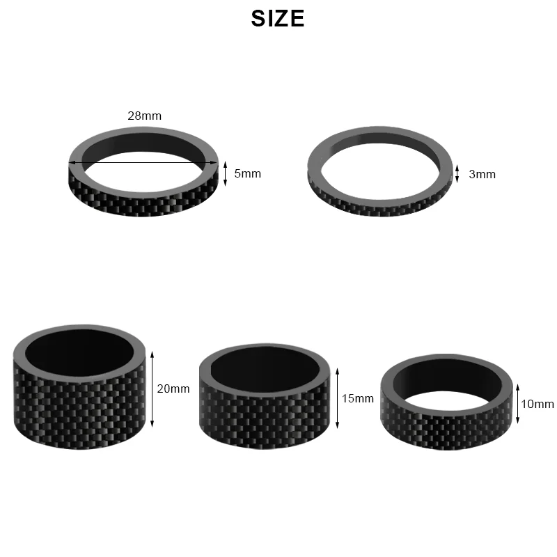 RIDERACE Bicycle Headset Spacer 28.6MM 1-1/8" Bike Front Fork Stem Carbon Fiber Washer Adjustment Ultra Light MTB Accessories