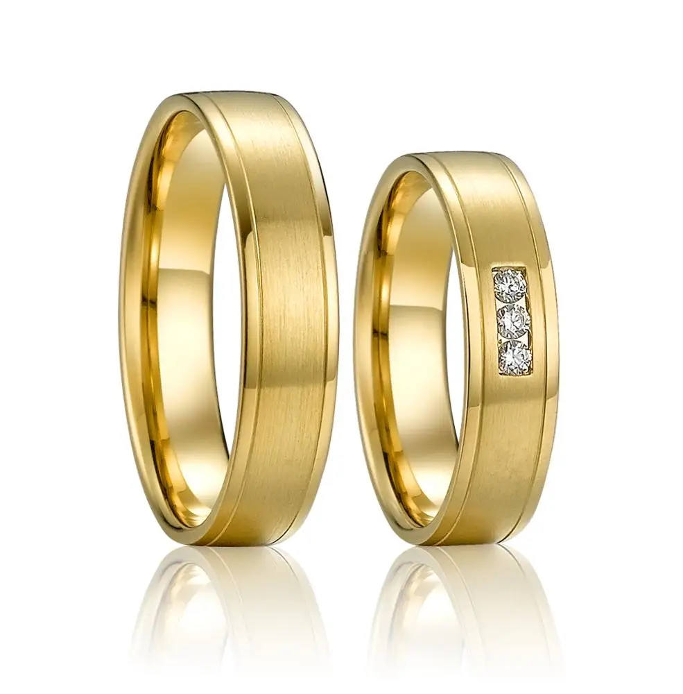 wholesale titanium rings gold plated ring boxes jewellery wedding rings for couples set and engagement gold finger ring