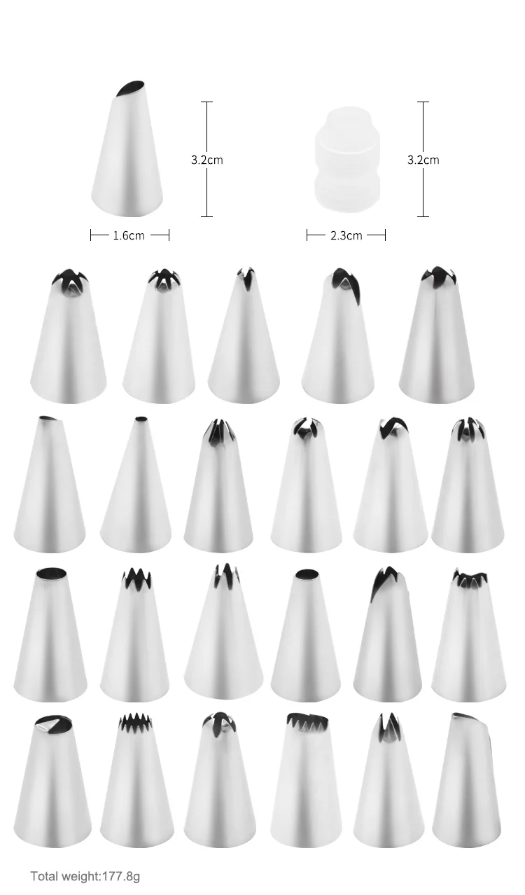 Stainless Steel Icing Nozzles Set Cake Decoration Pastry Piping Nozzles