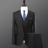 Trajes de fiesta de dos piezas para hombre, negros, de un solo botón