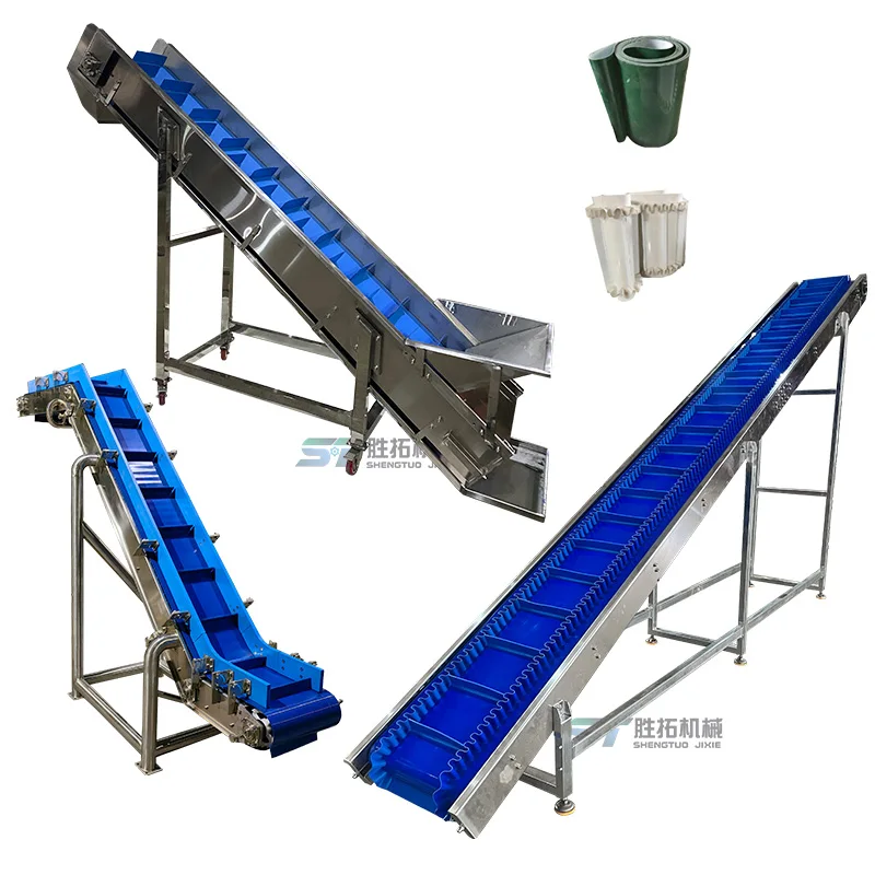 Climbing Conveyor Biomass Particle Conveyor Skirt bar Lifting Feeder Peanut Belt Conveyor