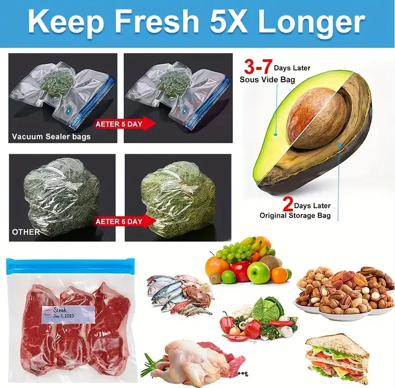 Вакуумный компрессионный пакет для пищевых продуктов, Текстурированный вакуумный пакет, Вакуумный всасывающий пакет, Пакет для консервирования приготовленной пищи, Упаковочный пакет