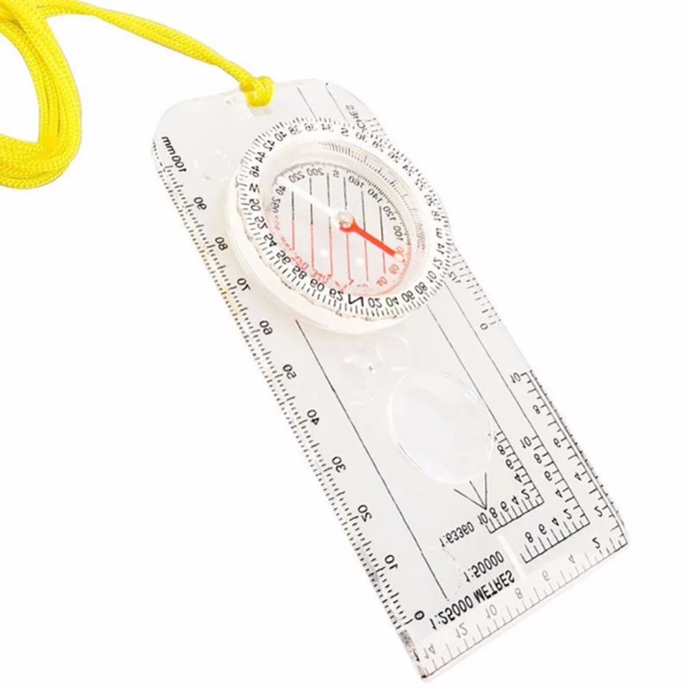 Orienteering Compass Drawing Scale Hiking Pointing Guide Portable Foldable Handheld Map Ruler Camping Compass