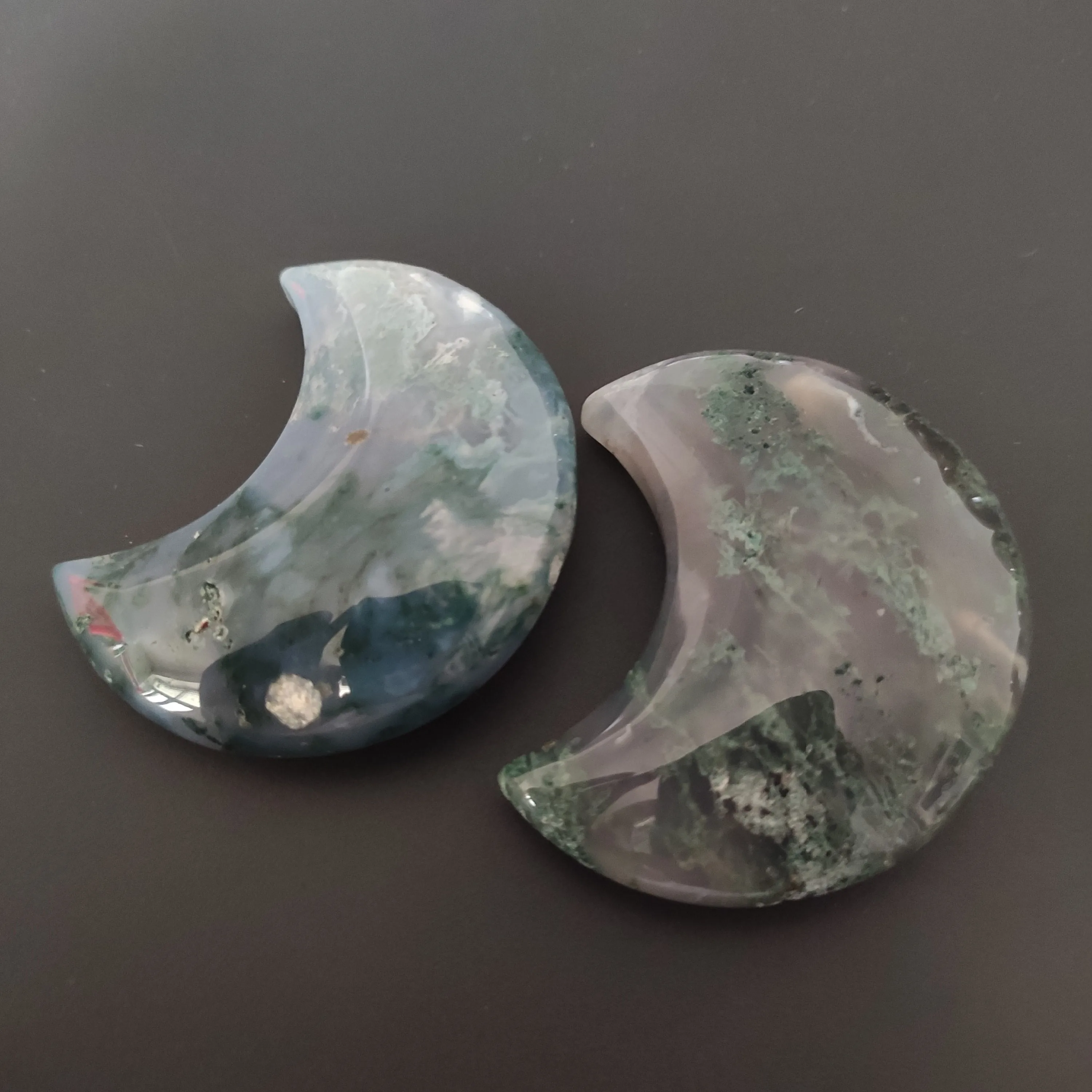 wholesale natural green moss agate crystal moon star for