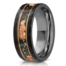 Tungsten Ring IP Black Rose Gold Leaf Inlay Charming Wedding Band Tungsten Engagement Rings Jewelry Sets Jewelry For Women Men