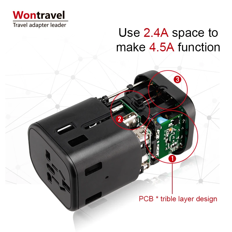 
 Универсальный usb-адаптер с 4usb-разъемами, 5 В, а  