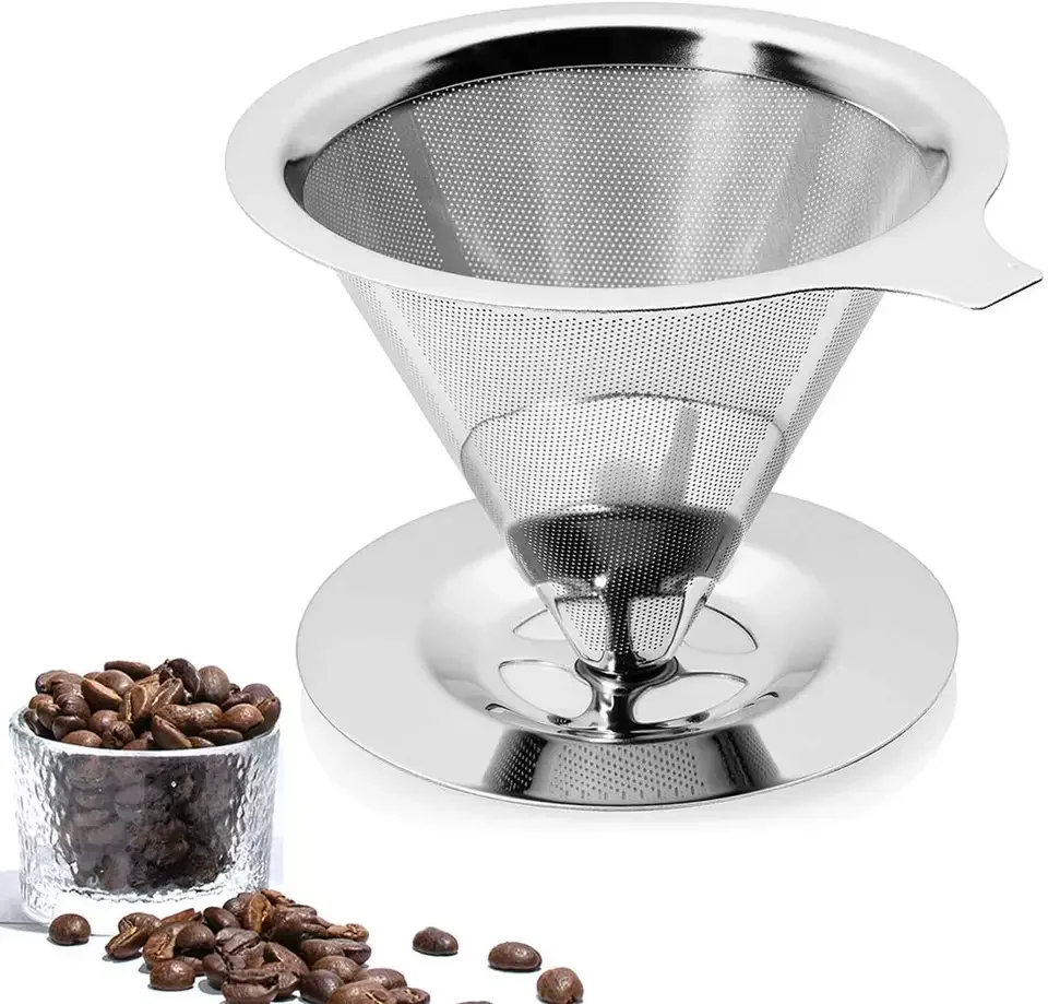 Reusable Double Mesh Stainless Steel Filter Coffee Tool Pour Over
