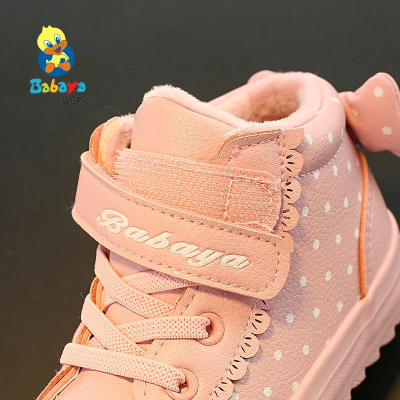 
 Лидер продаж 7228, зимние детские кроссовки HUANQIU babaya Huanqiu из микрофибры, детская повседневная обувь в горошек  