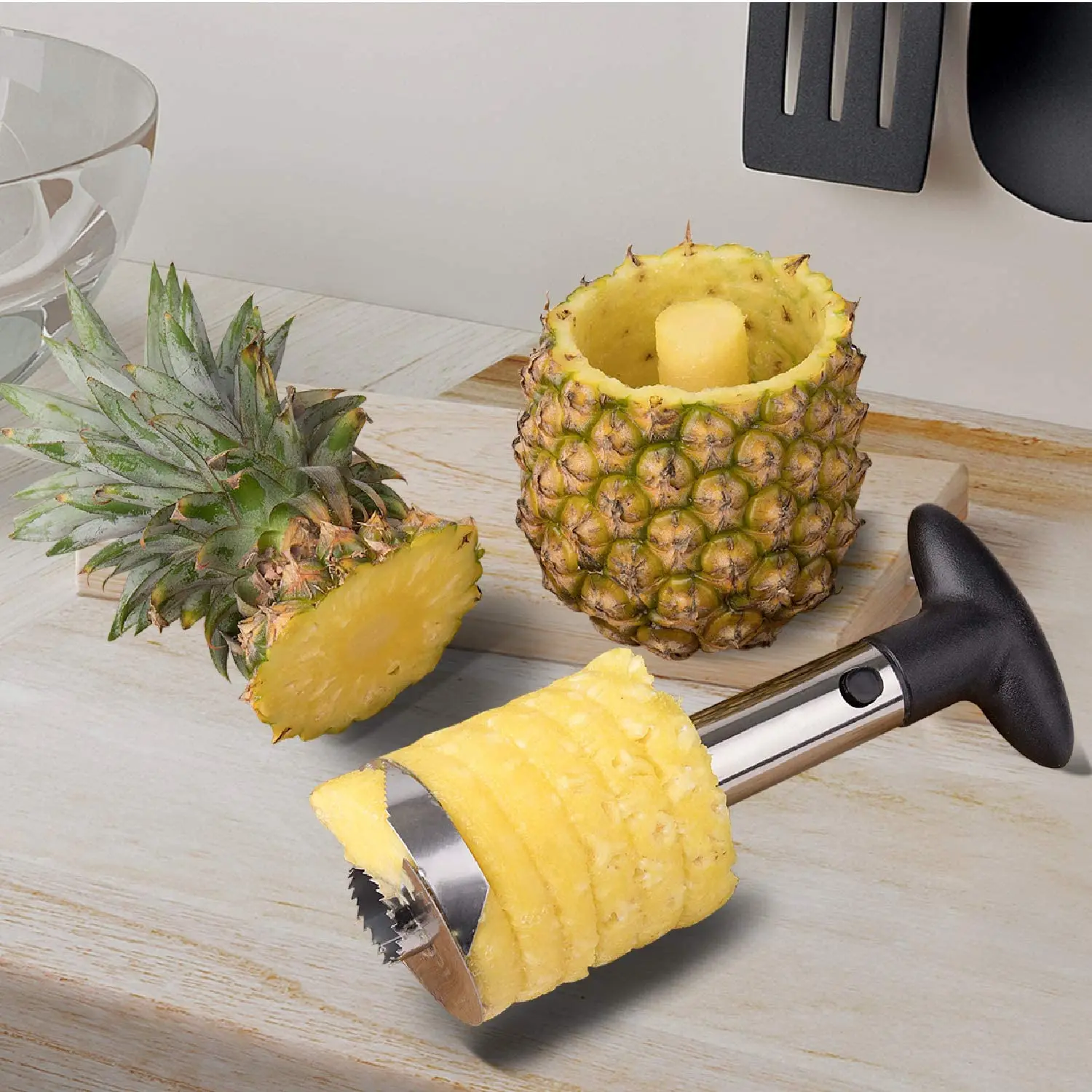 Pineapple Corer and Slicer Tool Stainless Steel Fresh Pineapple Cutter
