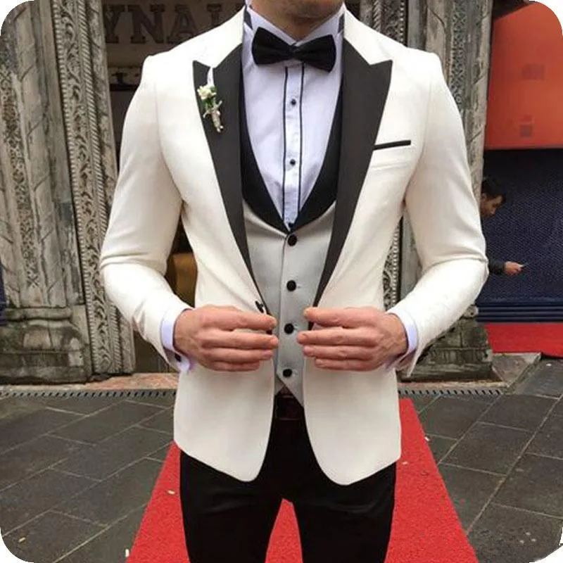 Trajes de hombres de verano para hombres para el novio de bodas tuxedos de  3 piezas