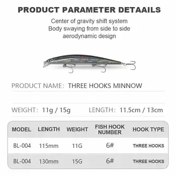 Lures Fishing Wholesale 11g/15g Floating Minnow Lure Hard Bait Beach Pesca Bass Fishing – Minnow – view 3
