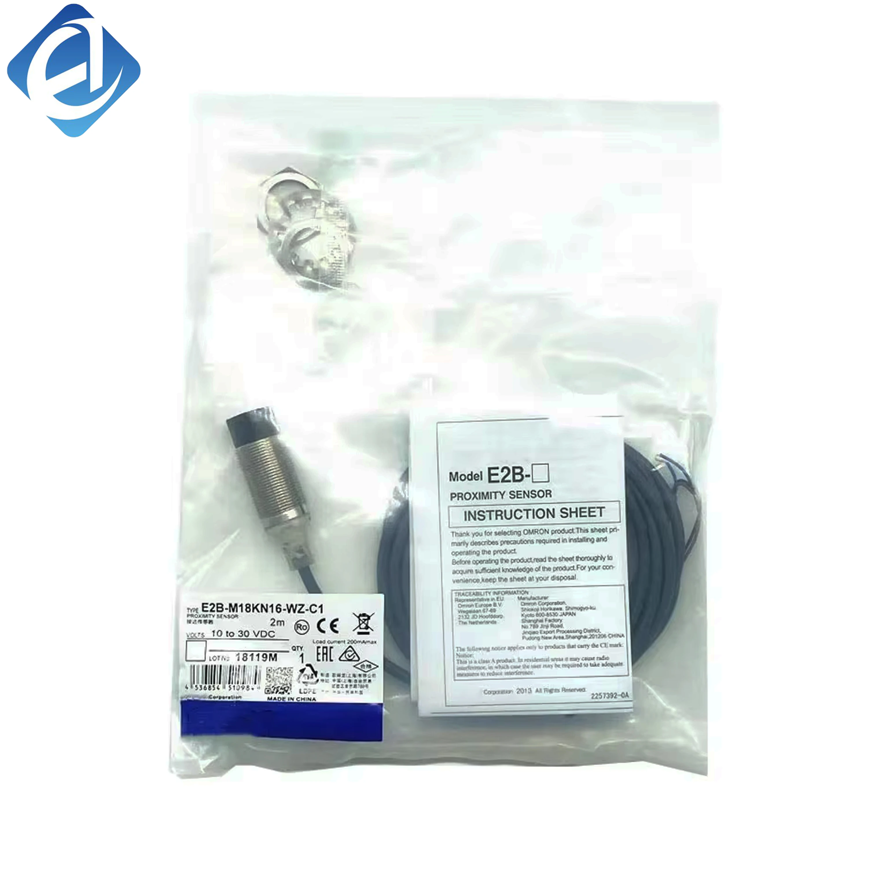 New Original Omron E2B series inductive proximity sensor. With M18 thread and 16mm sensing distance, it has stable metal detection performance, fully waterproof and dustproof. Widely used in mechanical position detection, limit control and automatic equip