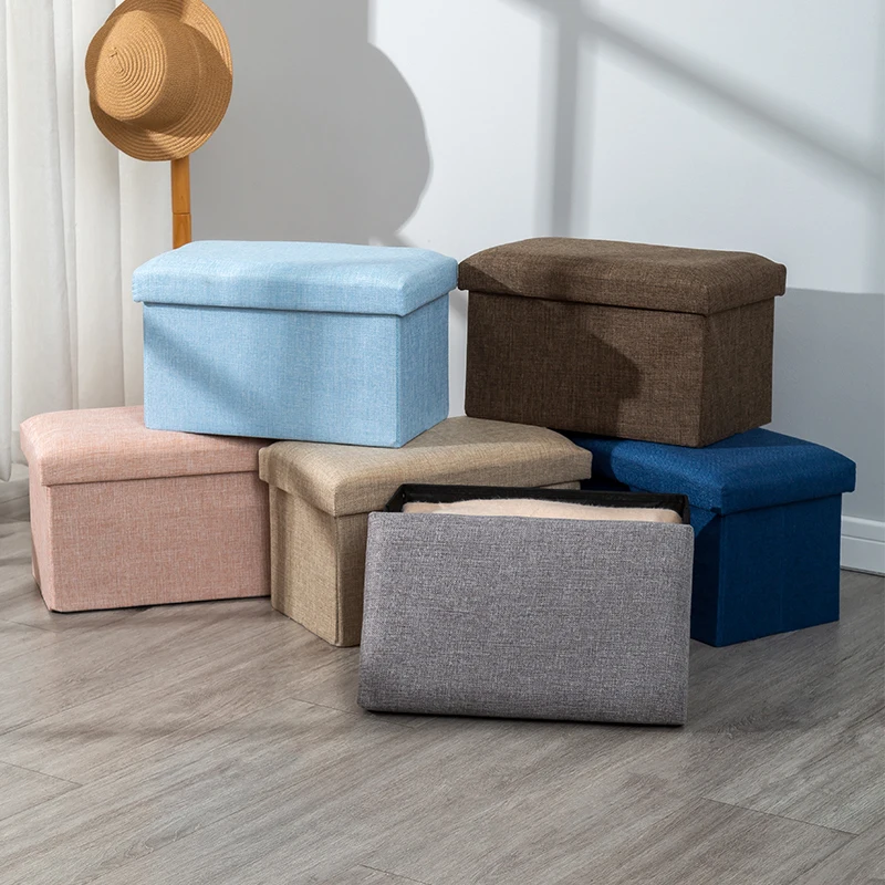 Modern Fabric Foldable Storage Ottoman & Stool for Living Room Home Furniture