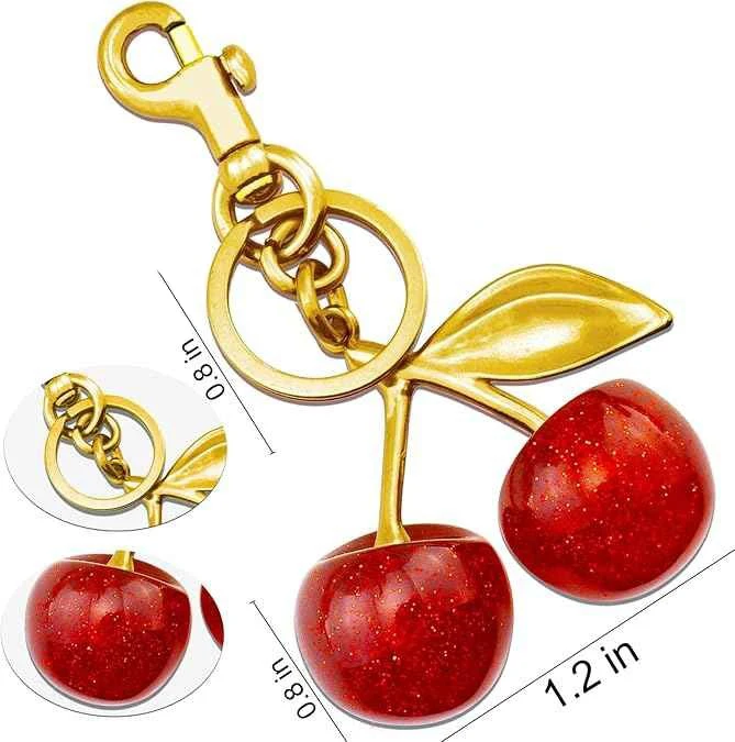 Creative Custom Crystal 3D Cherry Keychain Exquisite Women's Bag Pendant Cute Car Keychain