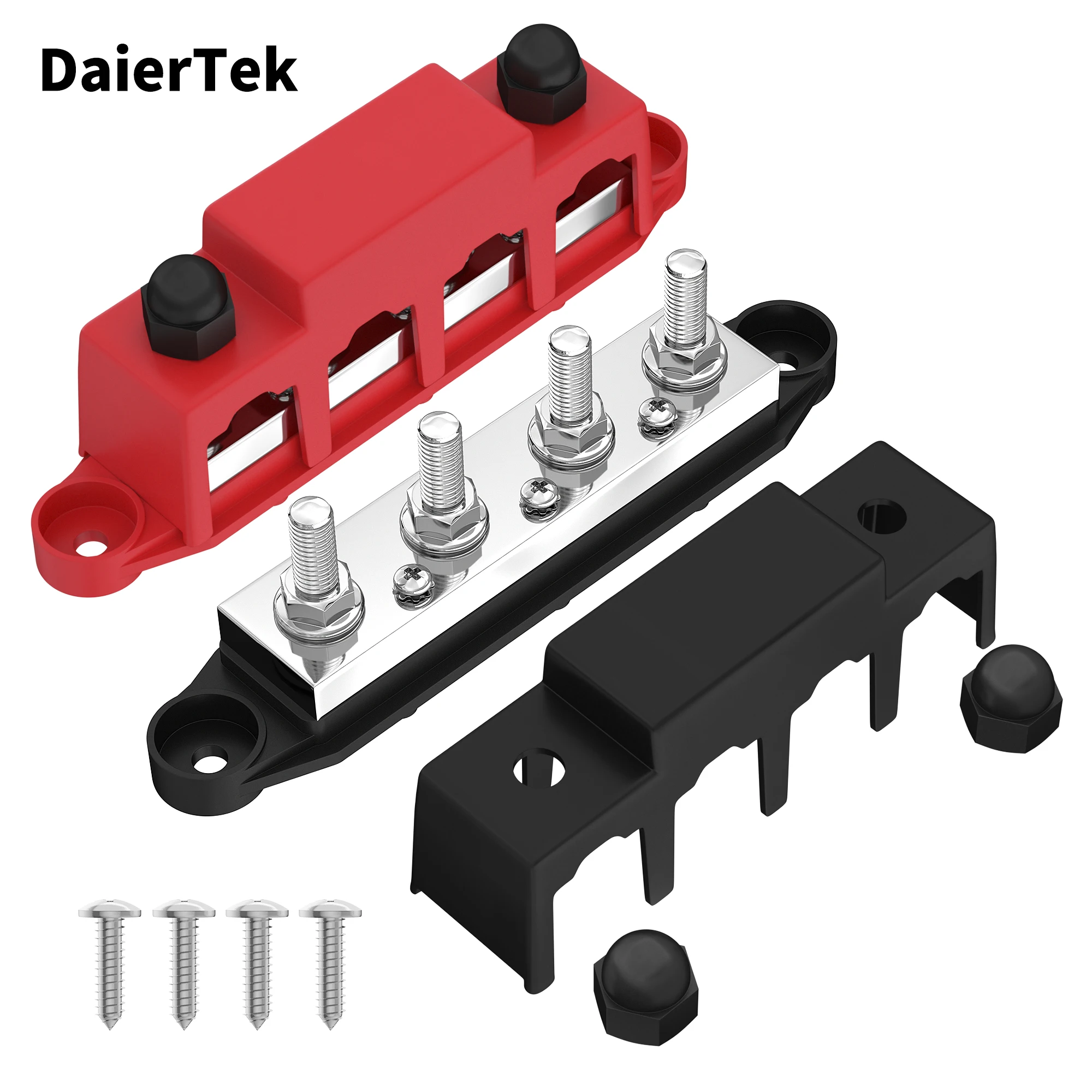 Stromverteilungsblock 300A DC12V-48V - M8 Klemmenbolzen Stromschiene Mit Abdeckung Für Auto, Boot & Yacht