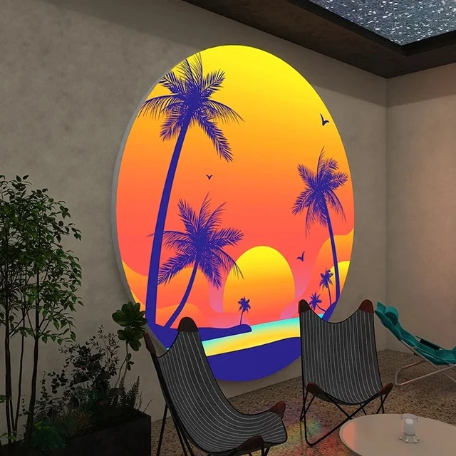 vCustom INS wind romantic circular luminous brand creative sunset light box logo soft film cloth light box