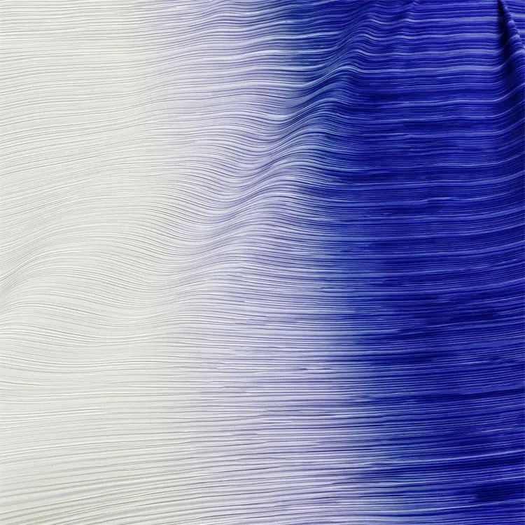 Custom Color Gradual Changing Color Knitted 100% Polyester Abaya Pleated Gradient Fabric Ombre Satin Fabric for Dress