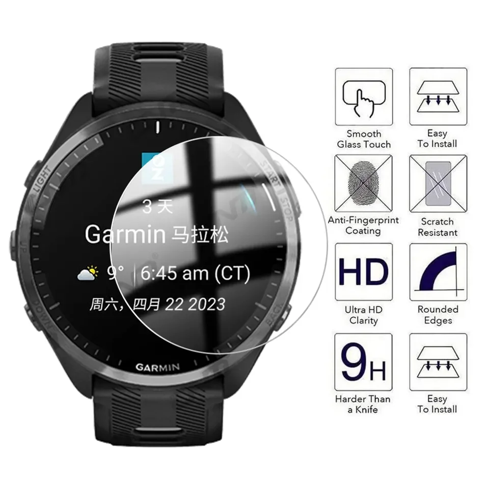 High Quality for Garmin Forerunner 965 Smart Watch Screen Protector HD Film Tempered Glass