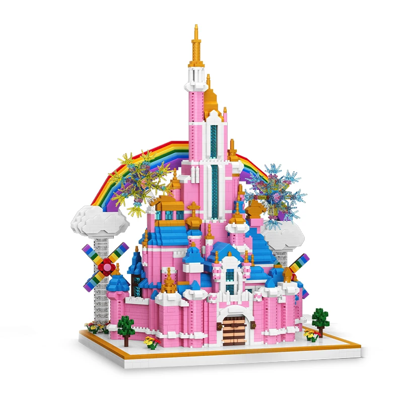 Best Selling Toys Educational Plastic Pink Castle Micro Particle Building Blocks Brick Toy Set