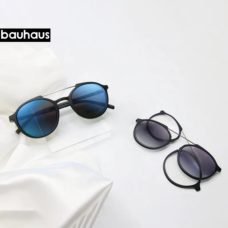 X3176 Ultem Round Eye Glasses Frame Prescription Outdoor Gafas De Sol 5 in 1 Polarized Sunglasses