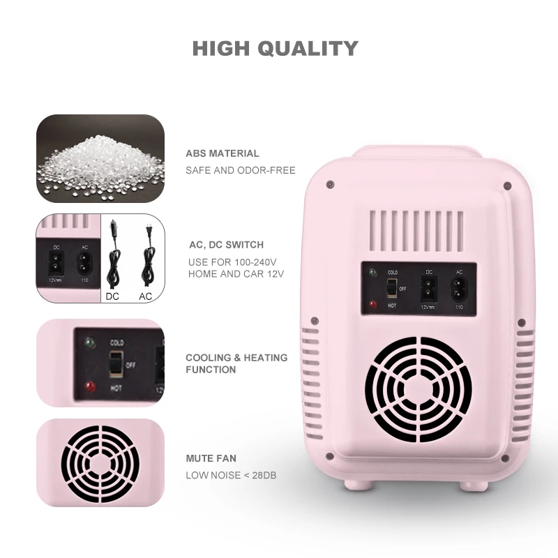 4L Portable Mini Fridge with Retro Design DC12V  Travel Compact Refrigeratorv for Home and Car