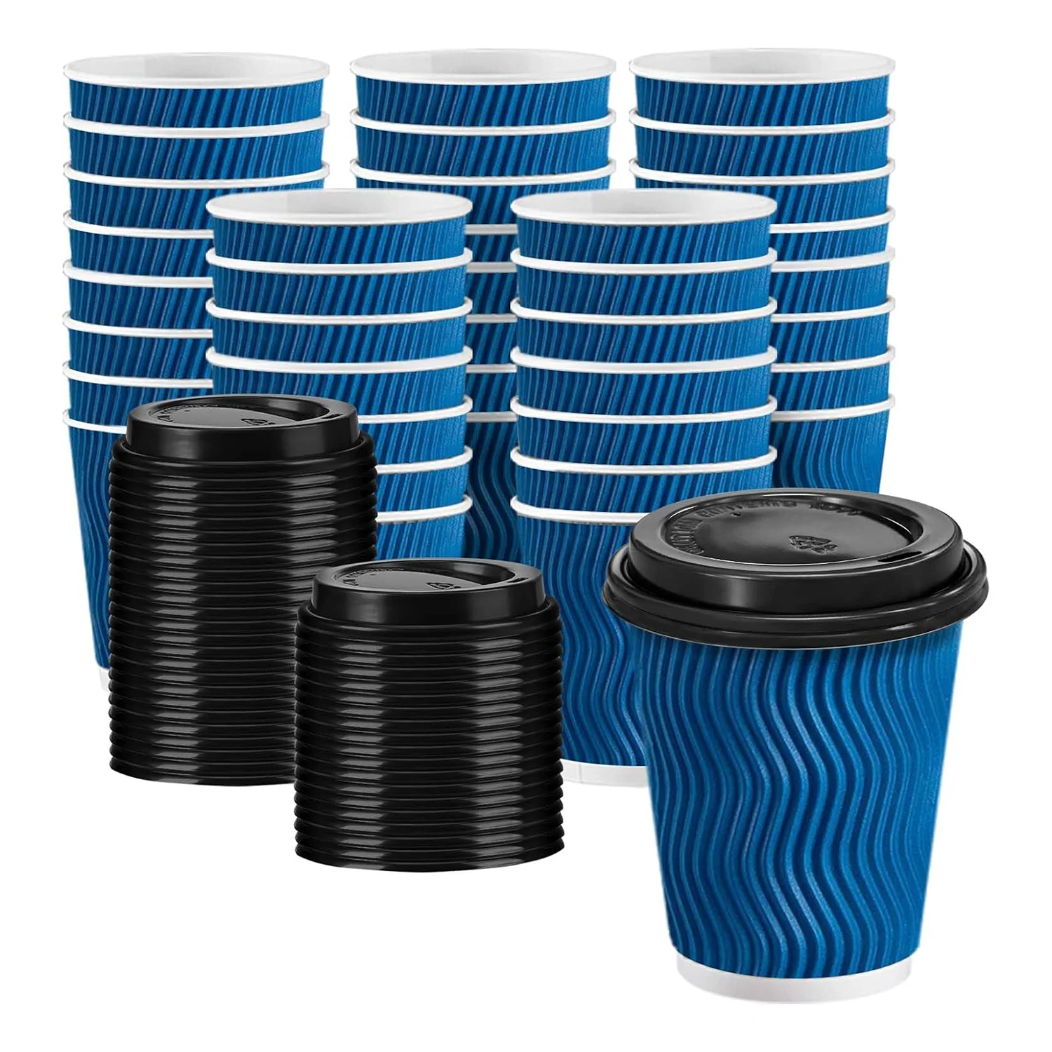 Custom logo Printing Cafe Takeaway 12oz 16oz Ripple Wall Eco-friendly Coffee Cup Packaging with Lid