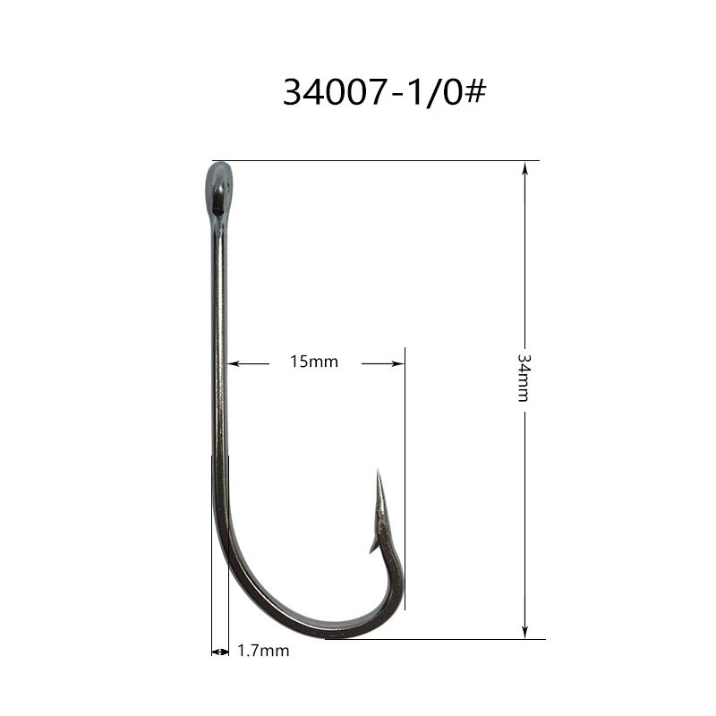New Ss34007 Stainless Steel Hook 1/0 12/0 Non Offset Inner Line
