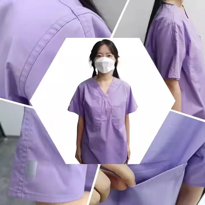 Custom Unisex Professional Hospital Uniform Set Fashionable Cotton Scrubs Woven Fabric Shorts Tops High Design for Nursing