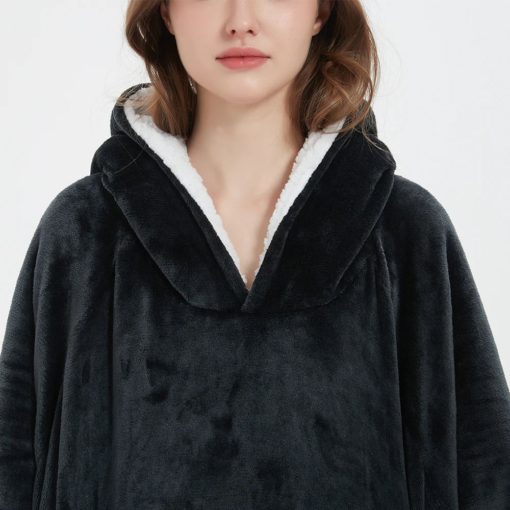 Factory Custom One Size Fits All Printed Christmas Oversized Wearable Giant Hoodie Blanket Sweatshirt Adult Hooded TV Blanket
