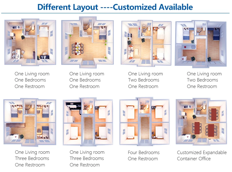 Ready Made 20Ft Prefab Expandable Folding Detachable Flat Pack Container House 3 Bedroom Light Steel Villa Folding Prefabricated Home with solar system 40Ft