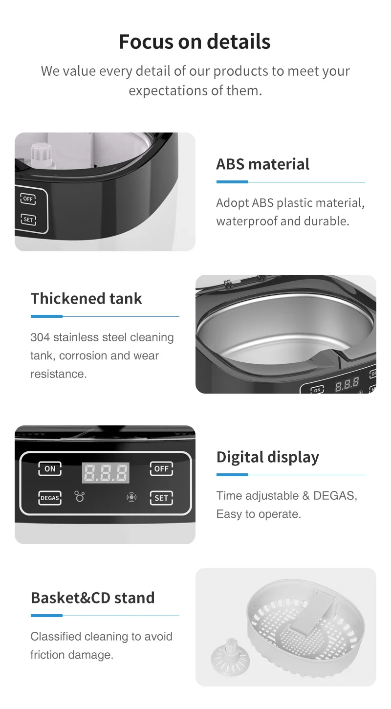 Portable Ultrasonic Cleaning Machine High Frequency Vibration Wash