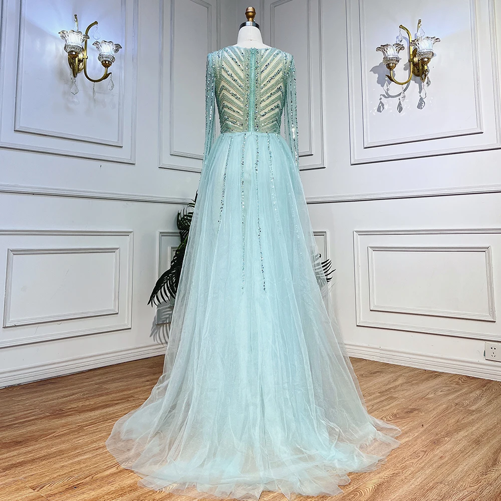 Beaded Mermaid Wedding Gown in Purple/Caramel/Turquoise Full