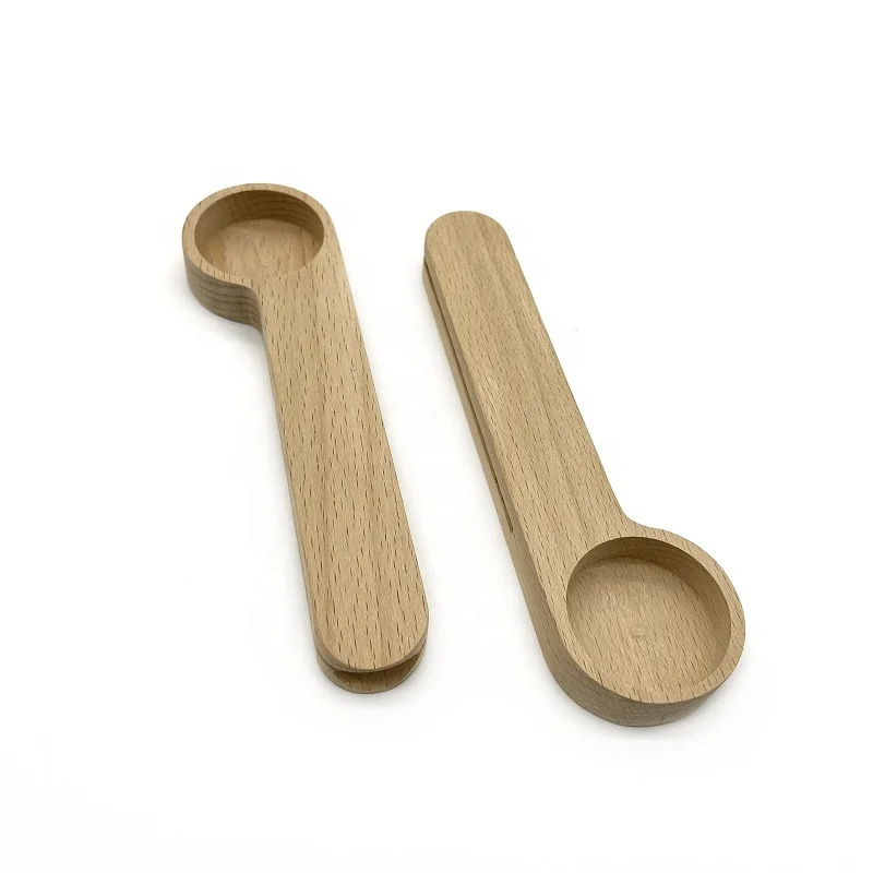 Natural Beech Wood Spoon 2in1 Measuring Spoon Wood Coffee Scoop With