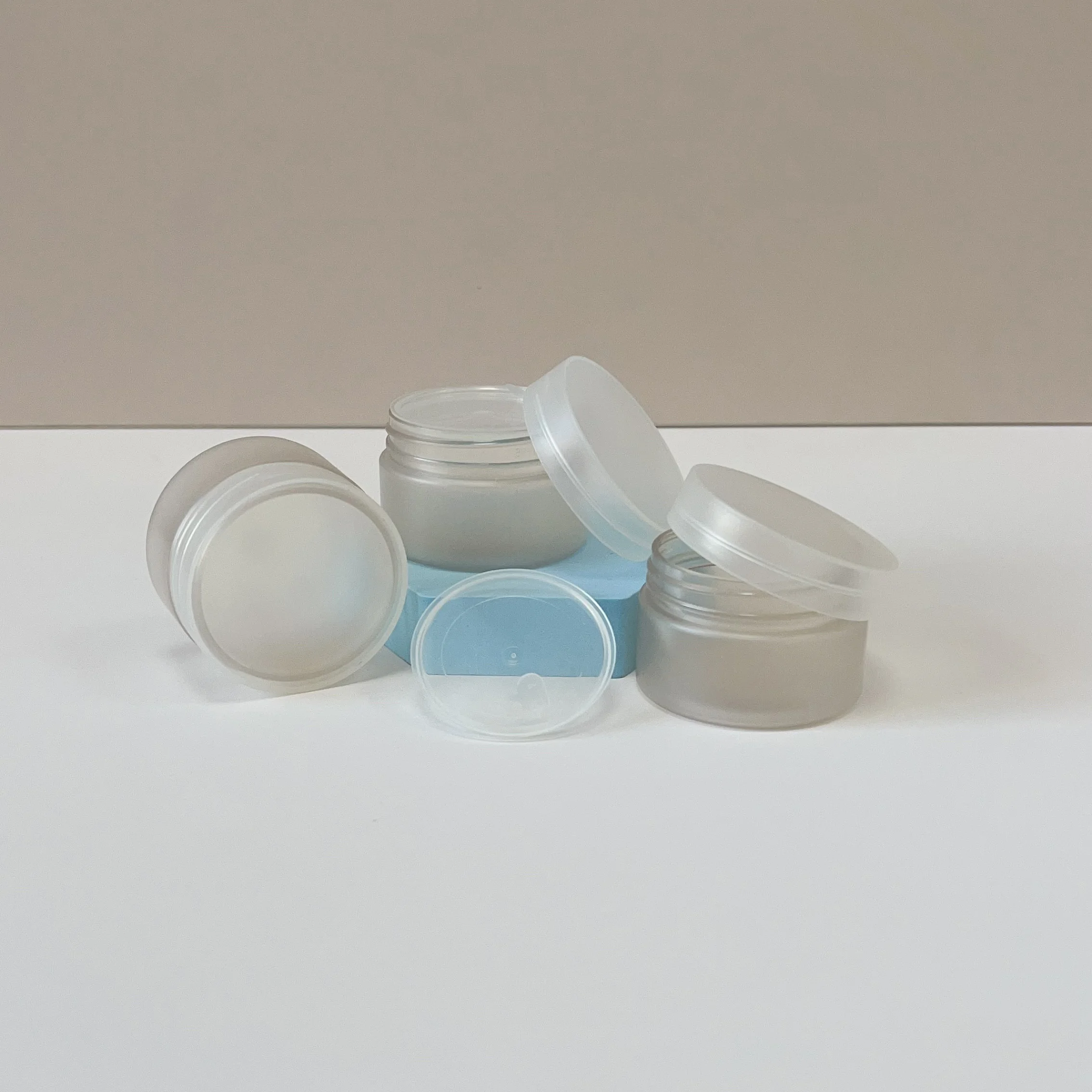 Factory Supply 35ML PET Frosted Cosmetic Container Cream Jar With White Plastic Lid