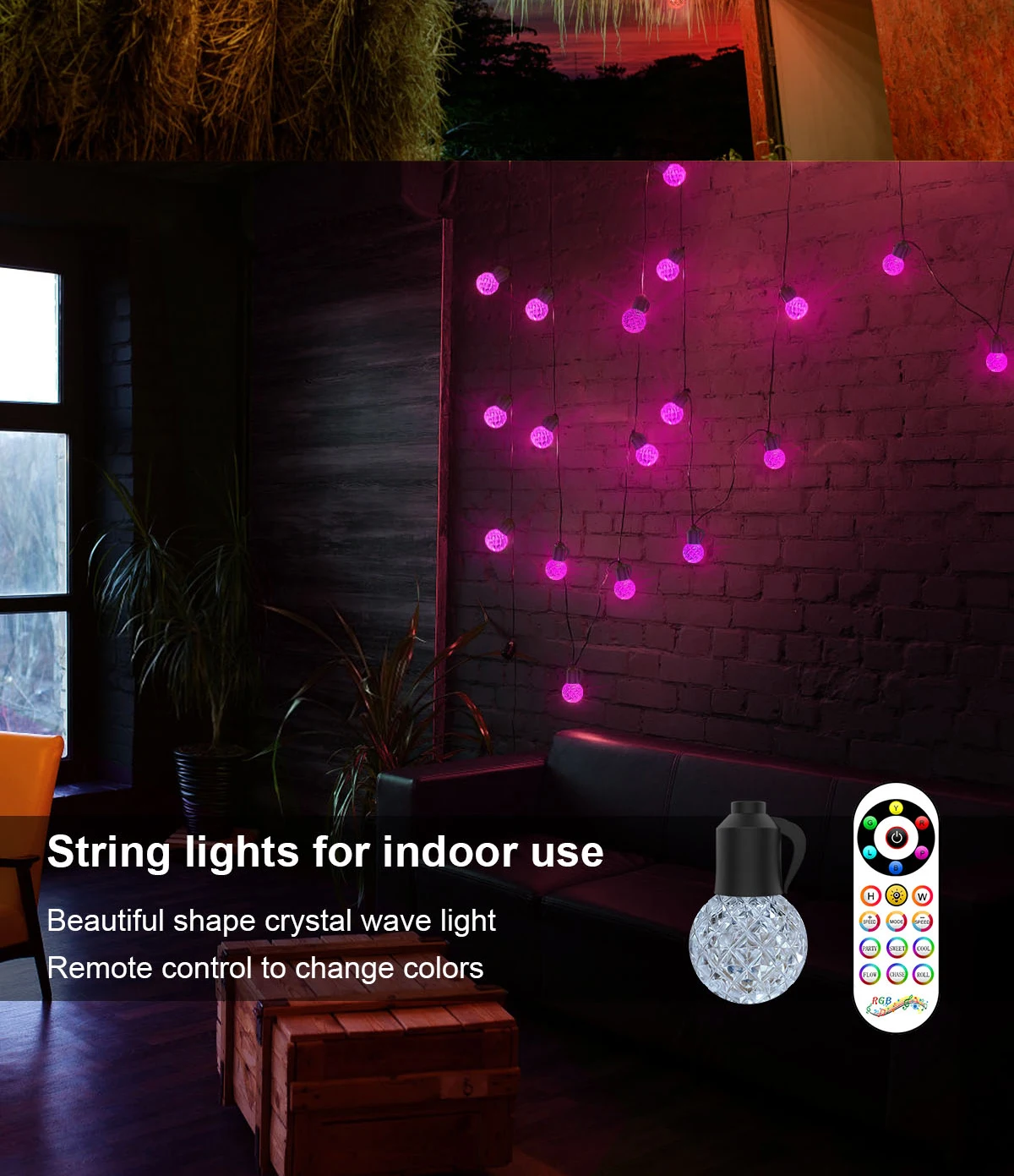 product new outdoor garden rgb colorful round string lights oem indoor christmas tree decoration led string lights712-43